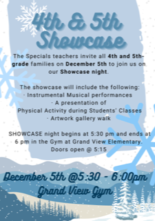 4th & 5th Grade Showcase Night flyer